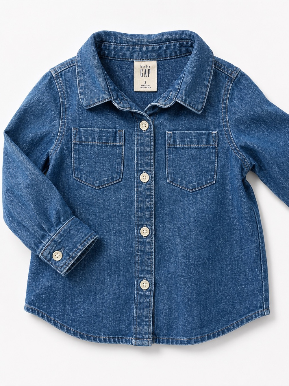 GAP Blue Denim Button-Front Shirt